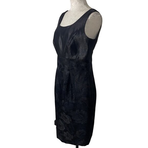 Victor Costa Dress And Jacket Set Size 6 Two Piece Black Floral Jacquard New - Picture 2 of 12